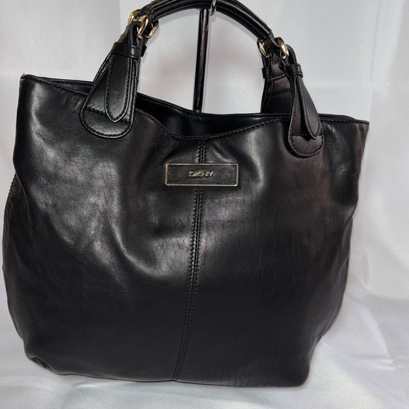 DKNY Women’s Genuine Leather Black Bag Tote - Picture 1 of 11